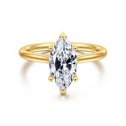 Azucena - 18K Yellow Gold Marquise Shape Solitaire Diamond Engagement Ring