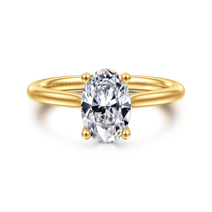 Azucena - 18K Yellow Gold Oval Solitaire Diamond Engagement Ring