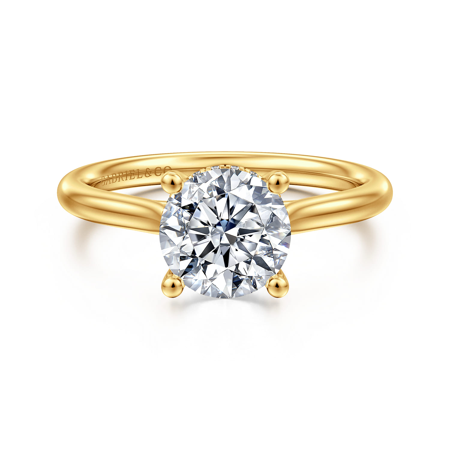 Azucena - 18K Yellow Gold Round Solitaire Diamond Engagement Ring
