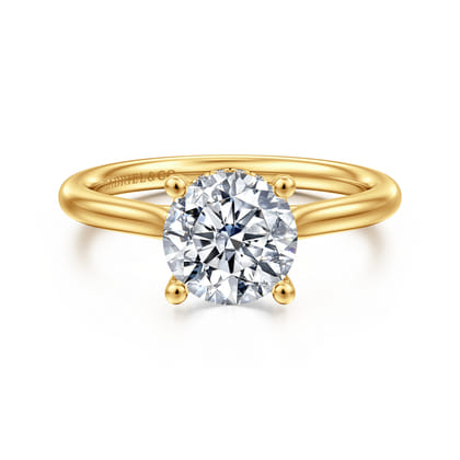 Azucena - 18K Yellow Gold Round Solitaire Diamond Engagement Ring