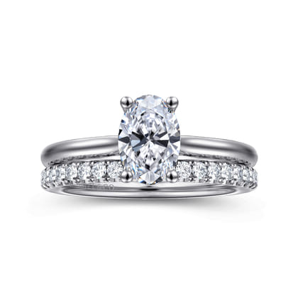 Azucena - Platinum Oval Solitaire Diamond Engagement Ring