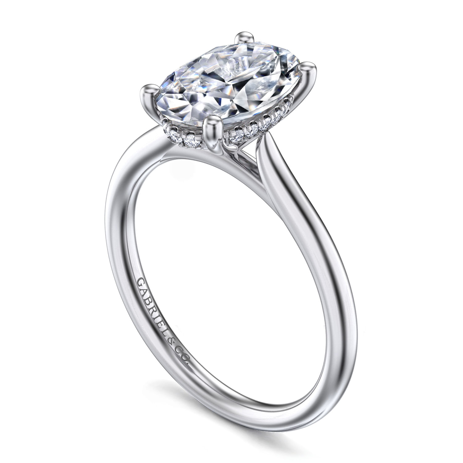 Azucena - Platinum Oval Solitaire Diamond Engagement Ring
