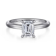 Azura - 14K White Gold Emerald Cut Solitaire Diamond Engagement Ring