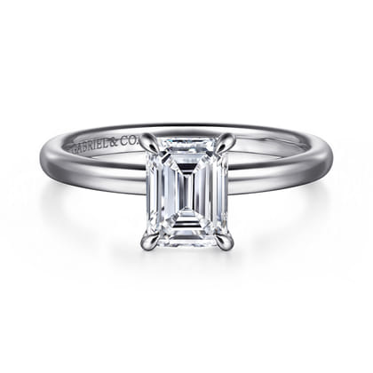 Azura - 14K White Gold Emerald Cut Solitaire Diamond Engagement Ring