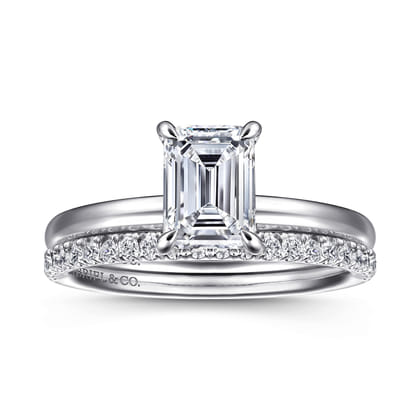 Azura - 14K White Gold Emerald Cut Solitaire Diamond Engagement Ring