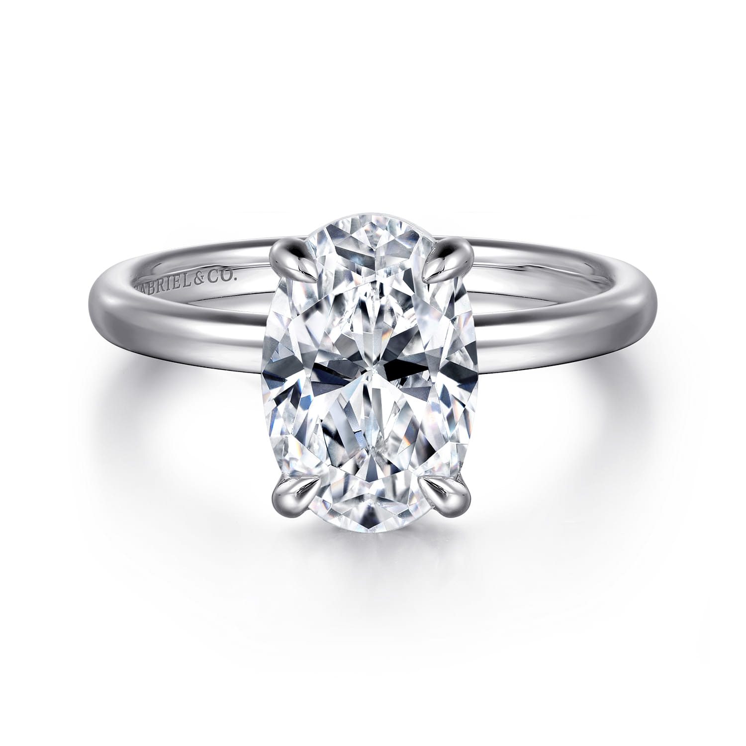 Azura - 14K White Gold Oval Solitaire Diamond Engagement Ring
