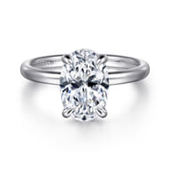 Azura - 14K White Gold Oval Solitaire Diamond Engagement Ring