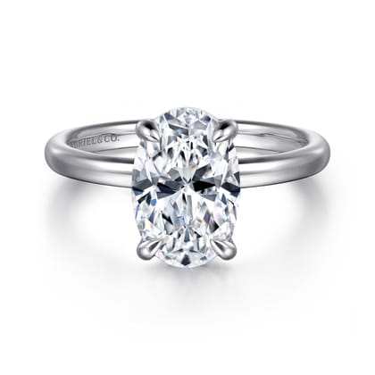 Azura - 14K White Gold Oval Solitaire Diamond Engagement Ring