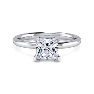Azura - 14K White Gold Princess Cut Solitaire Diamond Engagement Ring