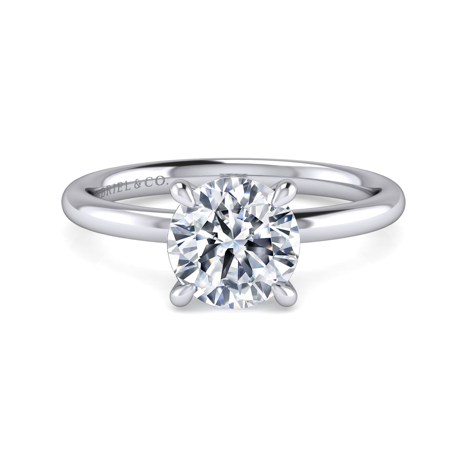Azura - 14K White Gold Round Solitaire Diamond Engagement Ring