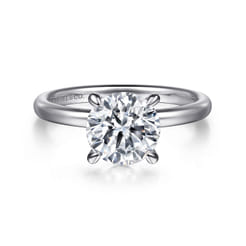 Azura - 14K White Gold Round Solitaire Diamond Engagement Ring