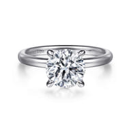 Azura - 14K White Gold Round Solitaire Diamond Engagement Ring