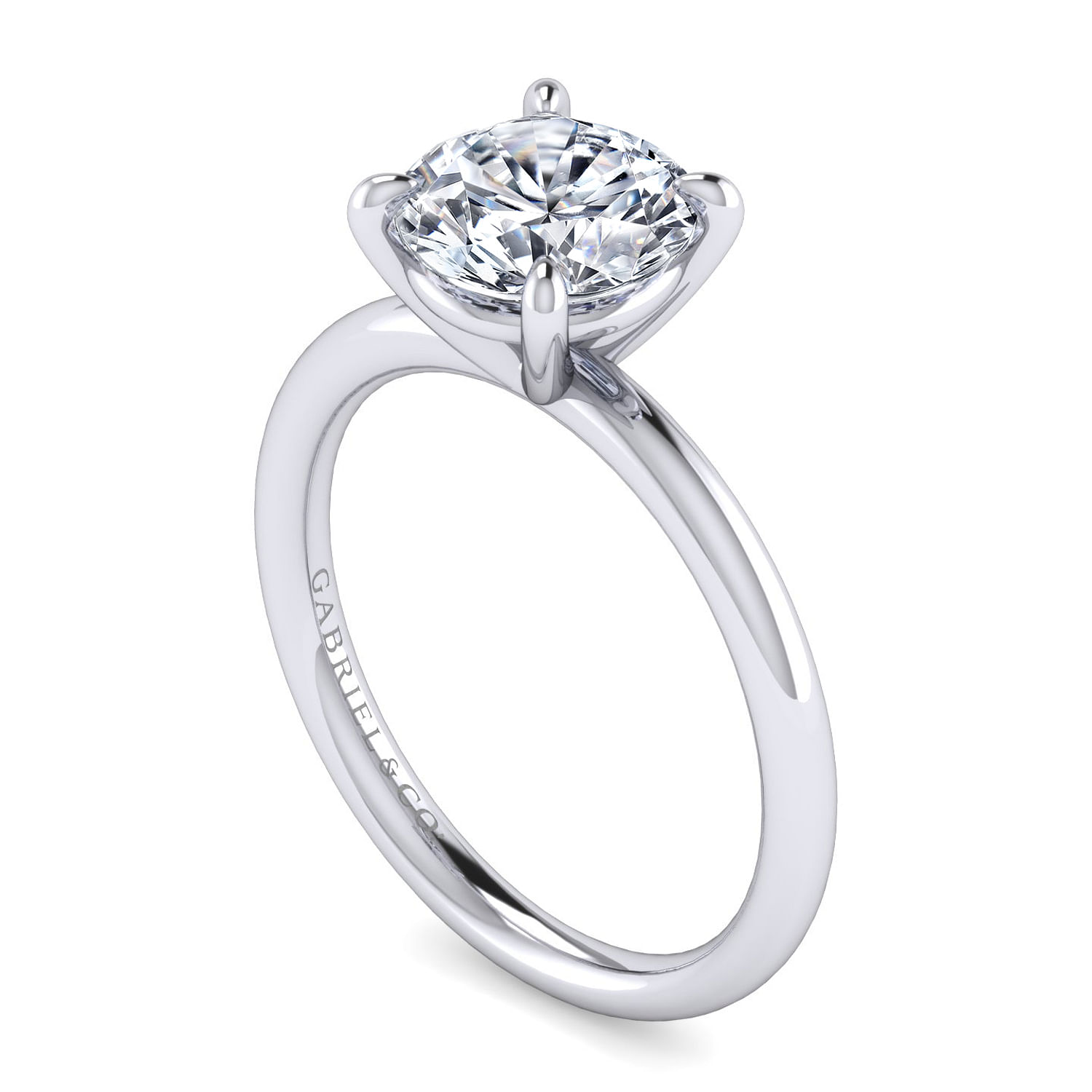 Azura - 14K White Gold Round Solitaire Diamond Engagement Ring