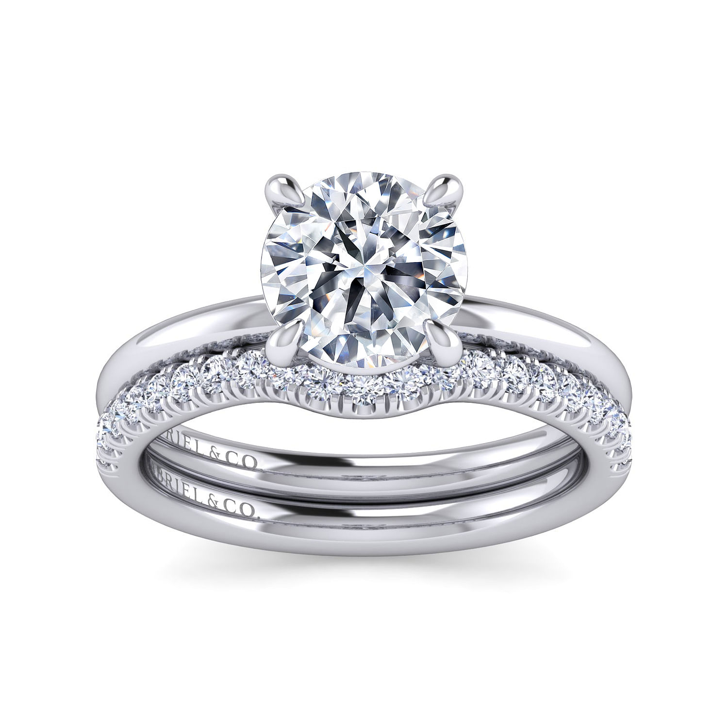 Azura - 14K White Gold Round Solitaire Diamond Engagement Ring