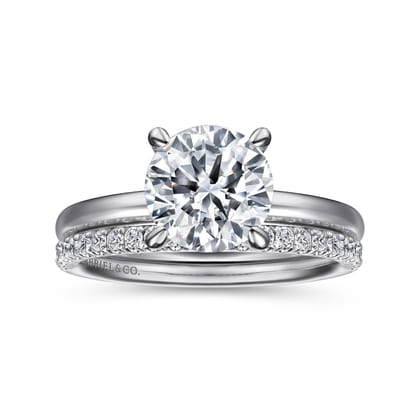 Azura - 14K White Gold Round Solitaire Diamond Engagement Ring