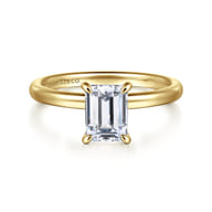 Azura - 14K Yellow Gold Emerald Cut Solitaire Diamond Engagement Ring