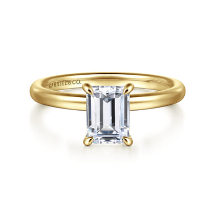 Azura - 14K Yellow Gold Emerald Cut Solitaire Diamond Engagement Ring