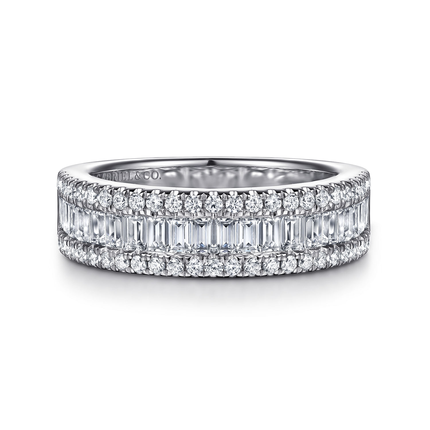 Babette - 14K White Gold U setting and Channel Baguette Diamond Anniversary Band
