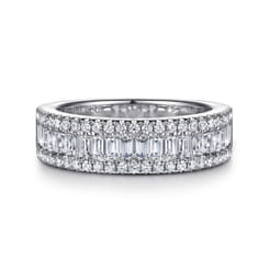 Babette - 14K White Gold U setting and Channel Baguette Diamond Anniversary Band