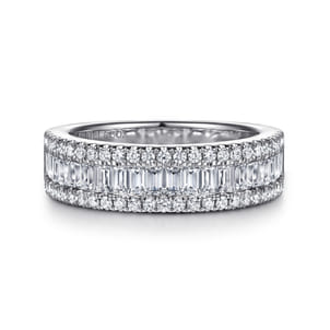 Babette - 14K White Gold U setting and Channel Baguette Diamond Anniversary Band