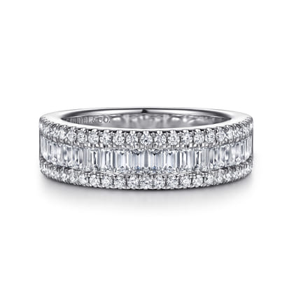 Babette - 14K White Gold U setting and Channel Baguette Diamond Anniversary Band