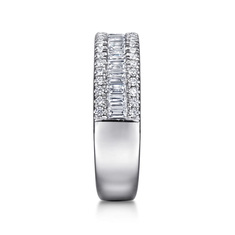 Fancy Wedding Ring in 14k White Gold with Baguette Natural Diamond at Gabriel & Co. - Shot 4