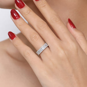 Babette - 14K White Gold U setting and Channel Baguette Diamond Anniversary Band