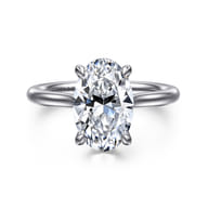 Badia - 14K White Gold Oval Solitaire Diamond Engagement Ring