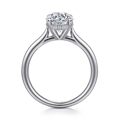 Badia - 14K White Gold Oval Solitaire Diamond Engagement Ring