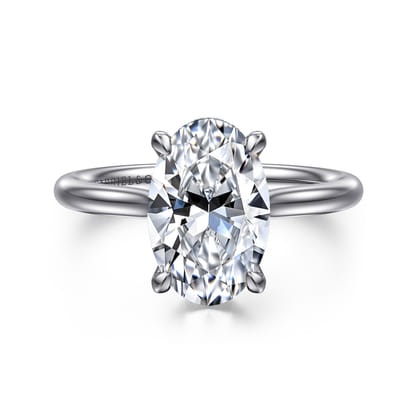 Badia - 14K White Gold Round Solitaire Diamond Engagement Ring