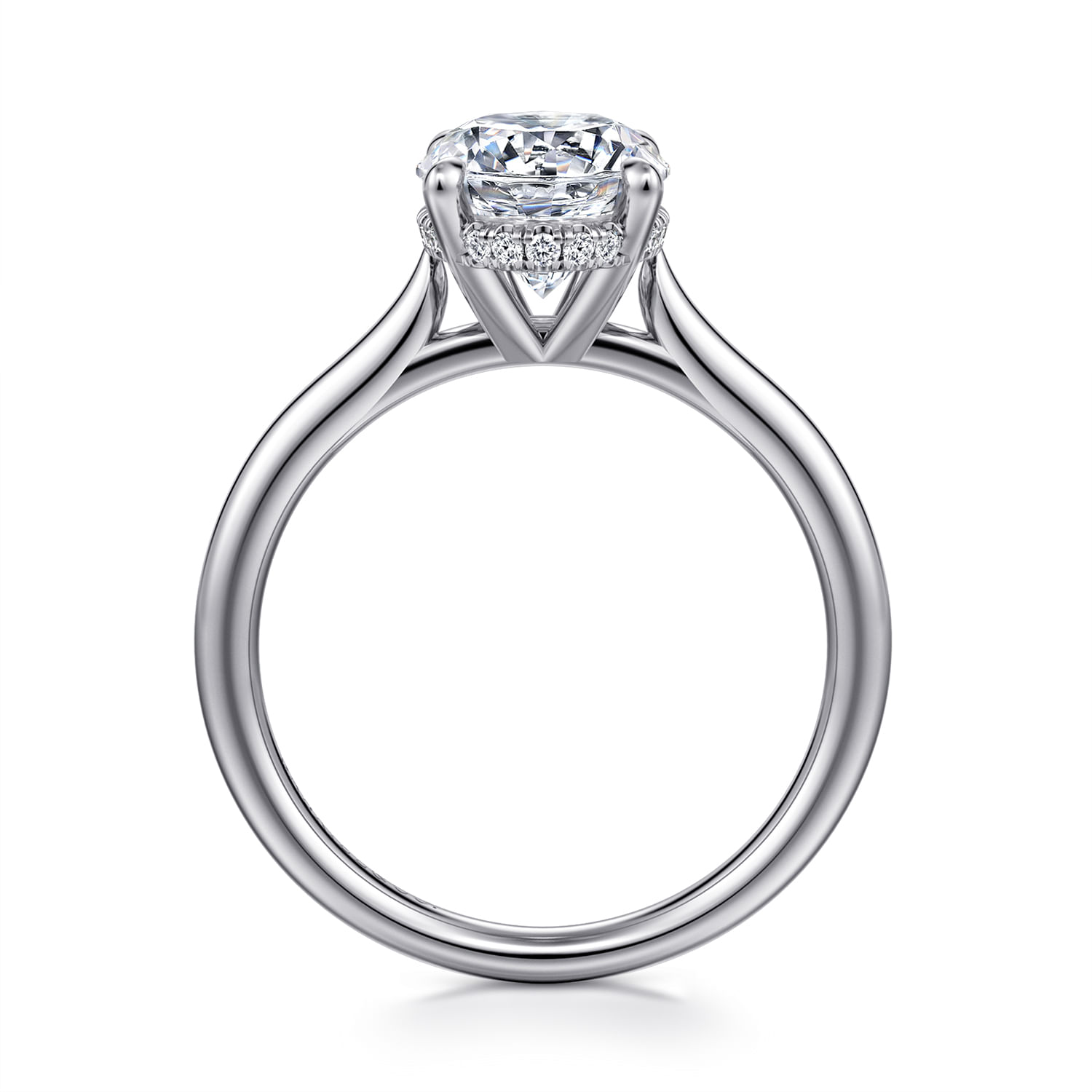 Badia - 14K White Gold Round Solitaire Diamond Engagement Ring