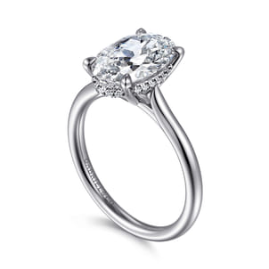 Badia - 14K White Gold Round Solitaire Diamond Engagement Ring