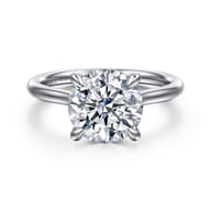 Badia - 14K White Gold Round Solitaire Diamond Engagement Ring