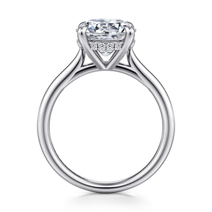 Badia - 14K White Gold Round Solitaire Diamond Engagement Ring