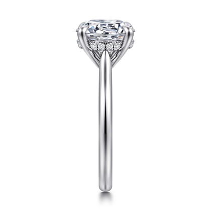 Badia - 14K White Gold Round Solitaire Diamond Engagement Ring