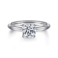 Badia - 14K White Gold Round Solitaire Diamond Engagement Ring