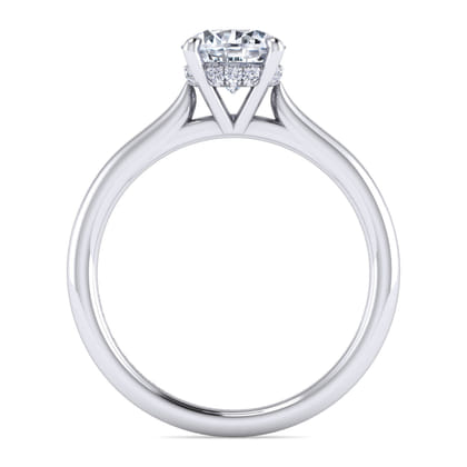 Badia - 14K White Gold Round Solitaire Diamond Engagement Ring