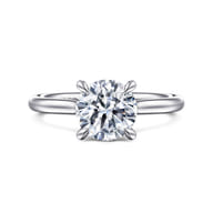 Badia - 14K White Gold Round Solitaire Diamond Engagement Ring