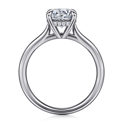 Badia - 14K White Gold Round Solitaire Diamond Engagement Ring