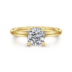 Badia - 14K Yellow Gold Cushion Cut Solitaire Diamond Engagement Ring