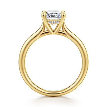 Badia - 14K Yellow Gold Cushion Cut Solitaire Diamond Engagement Ring