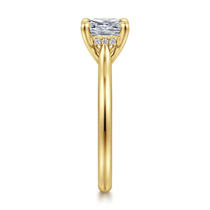 Badia - 14K Yellow Gold Cushion Cut Solitaire Diamond Engagement Ring