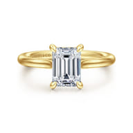 Badia - 14K Yellow Gold Emerald Cut Solitaire Diamond Engagement Ring