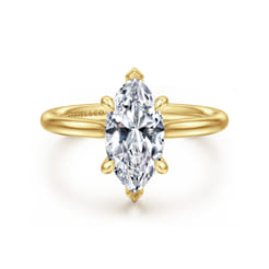 Badia - 14K Yellow Gold Marquise Shape Solitaire Diamond Engagement Ring