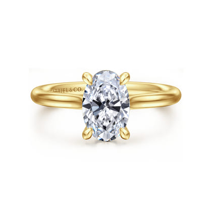 Badia - 14K Yellow Gold Oval Solitaire Diamond Engagement Ring