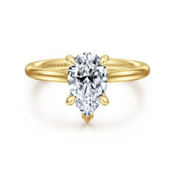 Badia - 14K Yellow Gold Pear Shape Solitaire Diamond Engagement Ring