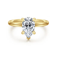 Badia - 14K Yellow Gold Pear Shape Solitaire Diamond Engagement Ring