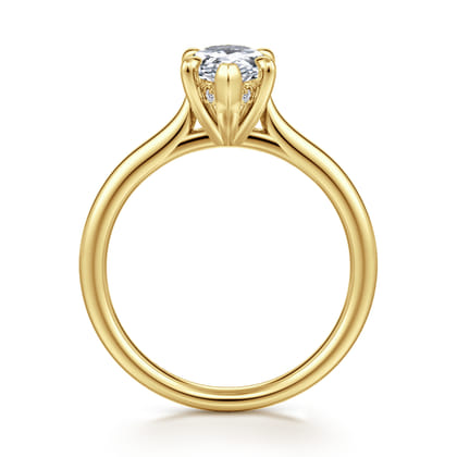 Badia - 14K Yellow Gold Pear Shape Solitaire Diamond Engagement Ring