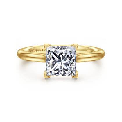 Badia - 14K Yellow Gold Princess Cut Solitaire Diamond Engagement Ring