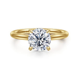 Badia - 14K Yellow Gold Round Solitaire Diamond Engagement Ring